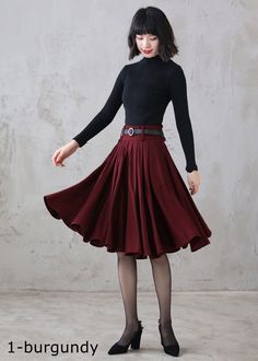 "DETAIL * 30% wool, 30% fiber, 40% polyester * fully satiny liner * Two side pockets * Right zip closure * Pleated Circle skirt * Knee length skirt * Perfect for Winter, autumn * Lean More about the items From the FAQs on the page bottom * The same style with linen Fabric check out from https://etsy.me/3kSIhKi * The model is 168cm (5′ 6″) tall with a 80cm (31.5\") bust, 66cm (26\") waist. She is wearing the burgundy wool circle skirt in size XS. CUSTOM MADE SERVICE If you * Change other color * Plus Size Long Skirts, Pleated Circle Skirt, Long Wool Skirt, Wool Midi Skirt, Circle Skirts, Skirt A Line, Skirt Wool, Midi Skirt With Pockets, Tailored Clothes