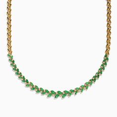 Effy Brasillica 14K Yellow Gold Emerald and Diamond Necklace 14k Yellow Gold Emerald Necklace With 17 Jewels, 14k Yellow Gold Emerald Necklace, Emerald And Diamond Necklace, Effy Jewelry, Gold Yellow, Diamond Necklace, Emerald, Yellow Gold, Pendant Necklace