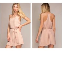 New! Sexy Mini Dress With A Racerback Neckline And Tie Waist / Polyester Material With Liner / Dress Approx 26 Inches From Top Of Chest To Bottom Great For Date Night/Party Dress/Slip Dress/Spring/Summer. Nude Color Approx 27.5" Chest To Hem & 29" From Rear Neckline To Hem // Comment With Questions 100% Polyester Night Party Dress, String Dress, Dress Party Night, Dress Slip, Dress Spring, Night Party, Spring Summer Dress, Nude Color, Polyester Material