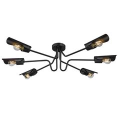 a black chandelier with five lights on it