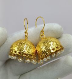 Amazing 18k Gold Plated Jhumka Earrings Hoops Indian Style Brass Jewelry Small Size Clipon Beautiful Earring Jhumkas For Her MATERIAL  =  TOP QUALITY BRASS If you buy more than 1, You will get the same Quality   EARRINGS TYPE      =    JHUMKA   (EARRING) LENGHT X WIDTH X HEIGHT  =  FREE SIZE  MADE BY    =  UNIQUEWORLDGEM (INDIA) We Accept Payment Through PAYPAL AND PAYONEER Only. Shipping Policy :; We ship orders daily, excluding Sundays and holidays. All orders are processed and shipped in 1 to 2 Days after receiving the Order. It takes about  12 - 25 business days to arrive to you.   " I Hope You Like This Beautiful Item "  For any kind of information contact message.     :: THANK YOU :: Festive Gold Jhumkas For Anniversary, Gold Jhumkas With Latkans For Anniversary, Gold Heavy Danglers For Anniversary, Gold Tilla Jhumkas For Anniversary, Gold Chandbali Jhumkas For Anniversary, Traditional Gold Jhumkas For Anniversary, Anniversary Chandbali Danglers With Latkans, Gold Heavy Chandbalis For Anniversary, Heavy Gold Chandbalis For Anniversary