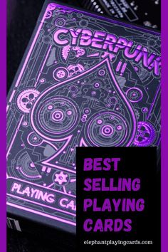 a purple playing card with the words best selling playing cards