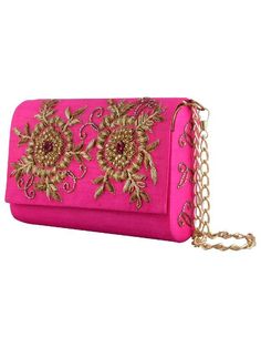 A classic ethnic clutch, made using various hand embroidered techniques. This one is a must-have. Composition: Raw Silk Size: 7" x 5.5" x 2" Unique Work: Hand-embroidered Ready to Ship within 10-15 days Embroidered Festival Pouch, Embroidered Pouch For Festivals, Festival Clutch With Gold Embroidery, Festive Rectangular Clutch With Gold Embroidery, Traditional Multicolor Embroidered Clutch, Formal Embroidered Clutch For Festivals, Embroidered Pink Pouch Clutch, Pink Embroidered Pouch Clutch, Embroidered Multicolor Clutch For Evening