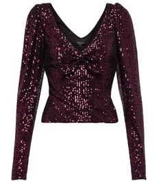 Caroline Constas - Taylor sequined v-neck top | Mytheresa Tee Shirt Fashion, Caroline Constas, Ladies Tee Shirts, Winter Outfits Women, V Neck Blouse, State Of Mind, V Neck Sweater, V Neck Tops, Neck Designs