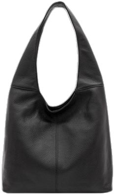 a black leather handbag on a white background