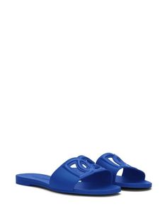 Dolce & Gabbana logo-lettering open-toe Slides - Farfetch Logo Open Toe Slides For Beach, Logo Slides For Beach With Open Toe, Blue Logo, Letter Logo, Open Toe, Slides, Dolce And Gabbana, Fashion Branding, Navy Blue