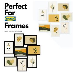 an advertisement for ikea frames with various pictures on it