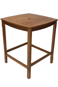 a square wooden table on a white background