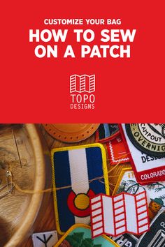 the back cover of a bag that says how to sew on a patch?