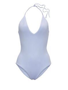 Summer Solid Color Bodysuit With Tie Back, Halter Top Tie Back Backless, Fitted Low Back Bodysuit With Tie Back, Summer Fitted Bodysuit With Tie Back, Fitted Tie Back Summer Bodysuit, Summer Fitted Tie-back Bodysuit, Solid Color Tie-back Halter Top, Backless Solid Halter Top For Poolside, Elegant Poolside Halter Top With Tie Back