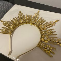 Brand New Golden Goddess Crown. Nwt Gold Laurel Wreath Crown, High School Fundraiser, Laurel Wreath Crown, Gold Laurel Wreath, Crown Accessories, Wreath Crown, Gold Goddess, Goddess Crown, Saints And Sinners