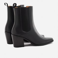 A unique Chelsea boot. Inspired by cowboy boots and western styling, the Bianca Chelsea Boots kick things up a few notches. The semi square toe box, alluring Cuban heel and sculptural shape create a captivating silhouette that will attract the right kind of attention. With a contemporary look and feel, the Biancas love to have fun, and play well with your casual outfits and dressy ensembles. Go ahead, take them for a whirl. This product is made from Gold Rated full-grain calfskin leather sourced Oxford Boots, Cuban Heels, Chelsea Boots Women, Chelsea Boot, Sneaker Shopping, Boot Shop, Shoe Shop, Accessories Shop, Cowboy Boots