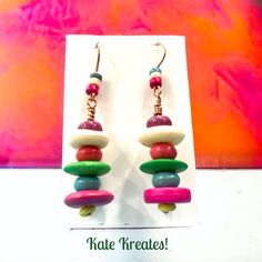 Your jewelry box needs these BOHEMIAN 'PEACEFUL EASY FEELING' inspired earrings artisan-made with COLORFUL WOOD AND GLASS BEADS, and PURE COPPER FINDINGS & EAR WIRES. This piece is much simpler than most in the shop, but simple as it may be, each bead in this pretty pair contributes its own POP 💥 of COLOR, infusing the earrings with a playful and VIBRANT 💜charm 💜. Own a piece of wearable art 🖼️, meticulously crafted and as unique as you are. I never duplicate creations, ensuring you possess an exclusive, one-of-a-kind piece. Each item in my collection carries its own story, starting with an idea and merging seamlessly with your individuality. #ArtisanCraftedEarrings #ArtisanCraftedJewelry #ArtisanEarrings #ArtisanJewelry #ArtisanMadeEarrings #ArtisanMadeJewelry #ArtisticCraftsmanship # Colorful Wooden Beads Jewelry As A Gift, Colorful Wooden Beads Jewelry For Gift, Colorful Wooden Beads Jewelry As Gift, Colorful Wooden Beads Jewelry Gift, Adjustable Multicolor Earrings With Spacer Beads, Multicolor Wooden Beads Dangle Earrings, Multicolor Wooden Beaded Earrings As A Gift, Multicolor Wooden Beads Round Earrings, Multicolor Dangle Beaded Earrings With Wooden Beads