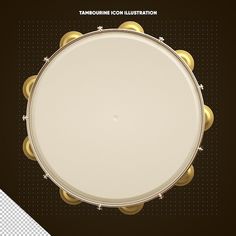 an overhead view of a drum head on a black and white background with gold dots