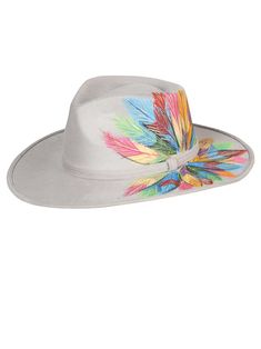 Hand-painted Artisanal Fedora Hat Sombrero Pintado a Mano - Etsy Multicolor Curved Brim Sun Hat For Rodeo, Multicolor Brimmed Panama Hat For Spring, Multicolor Flat Brim Fedora For Summer, Multicolor Wide Brim Panama Hat For Spring, Adjustable Multicolor Panama Hat For Spring, Multicolor Flat Brim Panama Hat For Spring, Spring Multicolor Brimmed Panama Hat, Multicolor Western Fedora With Curved Brim, Multicolor Fedora With Curved Brim For Rodeo