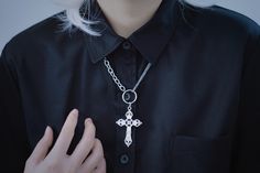 This price is for a necklace only. Gothic Pendant Necklace With Silver Chain, Gothic Pendant Jewelry With Clavicle Chain, Gothic Jewelry Chain Pendant, Gothic Jewelry Pendant Chain, Gothic Pendant Jewelry With Chain, Gothic Pendant Chain Jewelry, Gothic Jewelry With Cross Pendant And Adjustable Chain, Gothic Cross Pendant Clavicle Chain Necklace, Gothic Clavicle Chain Necklace With Cross Pendant