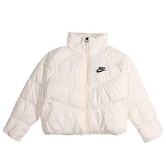 Nike Womens WMNS Sportswear Dwn Fill JKT Jacket Stmt Pale Ivory down jacket Nike Puffer Jacket, Cute Nike Outfits, Cute Nikes, Sports Sweatshirts, Chevron Design, Nike Womens, Cool Jackets, Nike Outfits, White Nikes