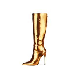 Shop Golden Mirror Long Knee High Boots Metallic Stiletto Heel Shiny Dress Boots color Golden for Big Day, Dancing Club, Going out with worldwide Free shipping & Free return. Yellow Pointed Toe Party Boots, Yellow Pointed Toe Boots For Party, Gold Knee-high Heeled Boots For Fall, Gold Fitted Boots For Party, Gold Fitted Knee-high Boots, Fitted Gold Knee-high Heeled Boots, Fitted Gold Knee-high Boots, Fitted Knee-high Gold Boots, Gold Fitted Party Boots