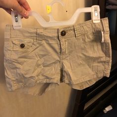 Good Condition! ! Ship Soon As Possible ! Casual Cotton Shorts With Buttons, Summer Cotton Shorts With Button Closure, Short Cotton Bottoms With Buttons, Trendy Cotton Shorts With Button Closure, Beige Short Bottoms With Buttons, Beige Buttoned Shorts, Short Beige Bottoms With Buttons, Tan Shorts, Cotton Shorts