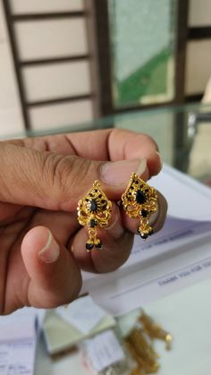 Black Beads Earrings Indian Gold, Black Beads Ear Rings Gold, Necklace Set Indian Bridal Jewelry, Latest Earrings Design, Gold Jewellry