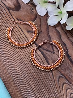 Listing includes one stunning pair of handmade beaded hoop earrings as seen in the images above.  Perfect for everyday wear! Corpus Christi Tx, Beading Wire, Beaded Hoop Earrings, Beaded Hoops, Bead Jewelry, Brick Stitch, Circle Earrings, Jewelry Earrings Hoops, Boho Earrings