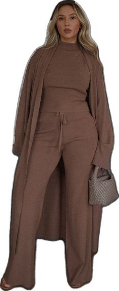 Brown Knit Cardigan, Knit Lounge Set, Lounge Looks, Fitted Cardigan, Online Clothing Boutiques, Soft Sweater, Oversized Cardigan, Lounge Set, Knit Pants