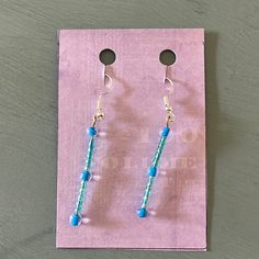 Handmade Blue Dangle Earrings Made With Love Check Out My Other Listings For More Options! Trendy Light Blue Drop Earrings, Blue Beaded Earrings For Everyday, Trendy Light Blue Dangle Earrings, Blue Beaded Drop Earrings For Everyday, Everyday Blue Beaded Drop Earrings, Light Blue Drop Earrings For Summer, Casual Blue Earrings For Pierced Ears, Hypoallergenic Blue Earrings For Summer, Trendy Turquoise Beaded Drop Earrings