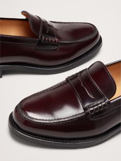 A classic penny loafer crafted in Portugal from leather from tip to toe, we cut these with a classic almond toe and stacked leather heel so they'll serve you well for years to come.  Leather uppers.  Leather lining.  Leather soles.  Made in Portugal.  Heel height: 0. 5" (1cm) Burgundy Loafers, Gorgeous Leather, Bridesmaid Outfit, Fall Fits, Winter Fits, Penny Loafer, Penny Loafers, Burgundy Red, Leather Loafers