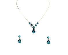 PRICES MAY VARY. Materials: Rhinestone crystals Color: Teal ( blue zircon ) Type: Necklace Earrings Set/Jewelry Set Zinc alloy metal: Rose Gold Plated Size: Necklace: Center part 1" X 0.4" width. Chain is 17"--19" in length. Earrings: pierced style(posts are made with sterling silver, safe for Sensitive Ears. If the posts bent Please adjust it straight back and that will be fine.) 0.75" X 0.25". Up for sale is this gorgeous floral necklace and earrings set with sparkling teardrop rhinestone crys Center Part, Set Jewelry, Summer Inspo, Necklace And Earrings Set, Floral Necklace, Blue Zircon, Black Rhinestone, Necklace And Earrings, Rhinestone Necklace