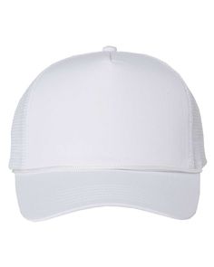 Five-Panel Mesh-Back Trucker Cap - WHITE - ADJUSTABLE | Valucap Five-Panel Mesh-Back Trucker Cap in White Size Adjustable | Twill White Summer Trucker Hat With Flat Bill, White Flat Bill Trucker Hat For Summer, White Visor Snapback Hat For Summer, Adjustable White Trucker Hat With Visor, White Adjustable Trucker Hat With Visor, White 5-panel Trucker Hat For Summer, White 5-panel Snapback Hat, White Adjustable Visor Trucker Hat, White Snapback Hat With Curved Brim