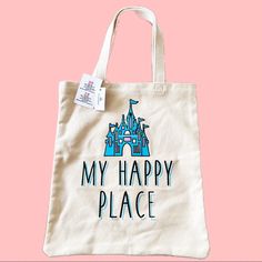 Brand New With Tags Purchased In Walt Disney World Official Disney Parks Merchandise Sturdy Canvas Tote Bag Made Of 100% Cotton Cinderella’s Castle & My Happy Place Embroidered Beautifully On Frontside Perfect For A Disney Fan Or For Your Walt Disney World Vacation See Photos For Approx Measurements Smoke Free Pet Friendly Home Walt Disney World, Disneyland, Disney Princess, Cinderella, Magic Kingdom, Disney Fantasyland, Sleeping Beauty, Castles, Main Street Usa, Souvenirs, Purses, Bags, Travel, Disney Fantasyland, Disney Tote Bags, Disney Tote, Disney Canvas, Diy Tote, Disney Princess Cinderella, Mickey Halloween, Main Street Usa, Christmas Tote Bags