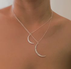 Make a stylish statement with this Crescent Duo Necklace Set Of 2. Featuring two different sizes of beautiful crescent pendants, this set allows for stylish layering. Perfect for any occasion, you can pick one or both for versatile styling options. Create an eye-catching look with this fashionable piece. Each chain is 16 inch and has a 3 inch extender. Alloy metal Lead and Nickel compliance Designed in USA and crafted in China Duo Necklace, Sky Necklace, Celestial Necklace, Hair Setting, Star Charms, Scrunchie Hairstyles, Perfect Gift For Her, Steel Jewelry, Stainless Steel Jewelry