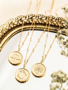 Yellow Gold Zodiac Sign Coin Necklace As Gift, Symbolic Zodiac Sign Necklaces For Gifts, Zodiac Sign Medallion Necklaces For Gifts, Zodiac Sign Medallion Necklace For Gifting, Zodiac Sign Medallion Necklace Gift, Dainty Zodiac Sign Necklace For Gift, Medallion Zodiac Sign Necklace For Gifts, Zodiac Sign Medallion Jewelry Gift, Dainty Zodiac Sign Pendant Necklace