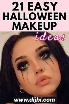 Halloween Makeup Minimalist, Easy Face Paint For Halloween, How To Halloween Makeup, Halloween Dead Makeup, Easy Diy Halloween Makeup For Women, Simple Makeup For Halloween, Halloween Make Up Ideas Easy Cute, Halloween Makeup Scary Easy, Cheerleader Halloween Makeup