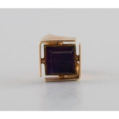 Allan Børge Larsen. Danish goldsmith (active 1967-2006). Modernist vintage ring in 14 carat gold adorned with purple amethyst. Diameter: 17 mm. US size: 6.5. In excellent condition. Stamped. Weight: 9 grams. This piece is attributed to the mentioned designer/maker. It has no attribution mark and no   official proof of authenticity,   however it is well documented in design history. I take full responsibility for any authenticity         issues arising from misattribution Modernist 14k Gold Ring For Formal Occasions, Formal Modernist 14k Gold Ring, Modernist Yellow Gold Rings For Formal Occasions, Formal 14k Stamped Amethyst Ring, Purple Ruby Ring For Formal Occasions, Modernist 14k Gold Formal Ring, Classic Yellow Gold Rectangular Amethyst Ring, Modern Yellow Gold Amethyst Ring For Formal Occasions, Gold Rectangular Amethyst Ring For Formal Occasions