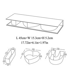 an image of a table with measurements for the top and bottom section, including two sections