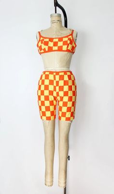 Vintage 60s Swimsuit / 1960s Playsuit Set / Mod Swimwear / Two Piece Swim Set / Checkered Top Shorts / 1960s Beach Pool Wear - Etsy Retro Gingham Swimwear For Summer, 60s Swimsuit, 1960s Swimwear, 60s Swimsuit Bikinis, 1960s Playsuit, 1960 Swimsuit, 1960s Swimwear Bikinis, Swimwear Two Piece, Checker Top