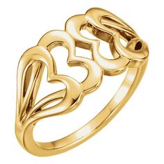 Interlocking Heart Ring in 14K Yellow Gold Birthstone Ring Mothers, Gold Heart Ring, Fake Jewelry, Silver Heart Ring, Yellow Heart, Promise Rings For Her, Jewelry Ring, Rings For Her, Sterling Silver Heart