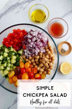 the ingredients for chickpea salad on a plate