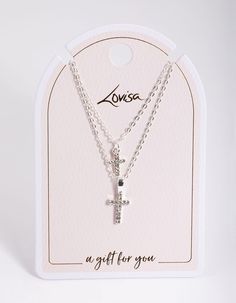 Gift your nearest and dearest an affordable gift to remember! Explore memorable gifts from our Value Gifting collection and spoil your loved ones for the festive season. Choose from timeless pendant necklaces, beloved bracelets or our versatile collection of jewellery sets that have it all. | Lovisa Silver Diamante Cross Layered Necklace, Clear Adjustable Cross Pendant Necklace For Gift, Valentine's Day Cross Pendant Jewelry Gift, Valentine's Day Gift Cross Pendant Jewelry, Nickel Free Cross Pendant Jewelry Gift, Nickel-free Cross Pendant Jewelry Gift, Adjustable Silver Necklaces For Gift, Silver Adjustable Necklaces For Gifts, Adjustable Silver Charm Necklace Gift, Wide Choker Necklace