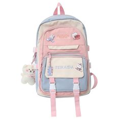 Discover our enchanting collection of Pastel Waterproof Bags, featuring a delightful range of kawaii backpacks and crossbody bags in irresistibly cute pastel color combinations. These kawaii bags are designed not only to add a pop of color to your outfit but also to keep your belongings safe and dry, no matter the weather. Key Features: Kawaii Pastel Designs: Our bags come in a variety of pastel color combinations, from soft pinks and blues to soothing lavender and mint green. Each bag is adorned with charming kawaii motifs, such as cute animals, hearts, stars, or playful patterns. Waterproof Material: Crafted from high-quality waterproof material, these kawaii bags are perfect for protecting your essentials from rain or accidental spills. Stay worry-free in wet weather. Durable Constructi Kawaii Portable Bags For Students, Portable Kawaii Bags For Students, Kawaii Student Bags For Back To School, Kawaii Shoulder Bag For Everyday And Back To School, Blue Kawaii Bag For Back To School, Kawaii Blue Bag For Back To School, Kawaii Blue Bags For Back To School, Cute Large Capacity Shoulder Bag For Back To School, Playful Large Capacity Shoulder Bag For School