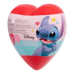 a heart shaped box with stitchy the stitcher on it's face and tongue