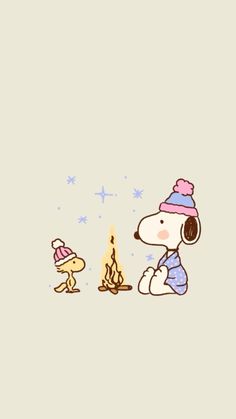 a cartoon character sitting next to a fire with a dog on the ground in front of it