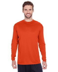 Men's 100% Poly Performance Long-Sleeve T-Shirt - BURNT ORANGE - S | C2 Sport Athletic Men's Adult Performance Long-Sleeve Top in Burnt Orange Size Small | Polyester Yellow Lime, Athletic Men, Athletic Apparel, Navy Pink, Burnt Orange, Forest Green, Long Sleeve Tshirt Men, Long Sleeve Tshirt, Long Sleeve Tops