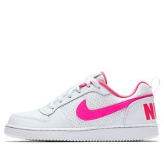 Kids Nike Court Borough Low GS White Pink Blast Sneakers/Shoes Nike Casual Sneakers With Perforations, White Synthetic Athleisure Sneakers, White Low-top Basketball Shoes For Sports Season, White High-top Sneakers With Perforations For Running, Low-top Sports Sneakers With Perforations, Low-top Sneakers With Perforations For Sports, White Functional Sneakers For Sports, Functional White Sneakers For Sports, Athletic Fit Low-top Sneakers