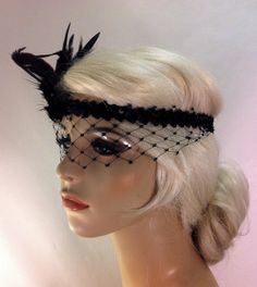 Flapper Headband1920's Headpiece Art Deco Headband by IceGreenEyes Fitted Black Headpiece For Vintage Events, Black Gatsby Style Fascinator For Evening, Black Gatsby Fascinator For Evening, Black Flapper Headpiece For Costume Party, Vintage Black Fascinator For Party, Black Gatsby Style Fascinator, Black Flapper Headpieces For Vintage Events, Black Gatsby Style Fascinator For Party, Gatsby Style Black Fascinator For Parties