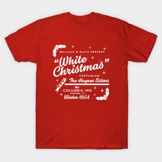 a red t - shirt with the words white christmas written on it