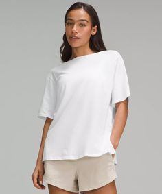 Relaxed-Fit Boatneck T-Shirt | Women's Short Sleeve Shirts & Tee's | lululemon Casual Lululemon T-shirt For Everyday, Casual Lululemon Everyday T-shirt, Relaxed Stretch Tops For Everyday, Lululemon Short Sleeve T-shirt For Summer, Lululemon Summer T-shirt With Short Sleeves, Casual Lululemon Summer T-shirt, Lululemon Casual Summer T-shirt, Casual Lululemon Tops For Spring, Lululemon Tops With Relaxed Fit