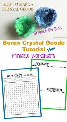 the borax crystal geode printable worksheet for science and physical education