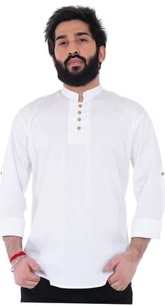 "WELCOME TO MY SHOP STYLEASHRA Give yourself a best ethnic look by wearing this Top / kurta pajama  Made of rich cotton blend fabric this regular-fit set comprises a full-sleeved Indian Long kurta/ kurta This outfit with mojris will look apart on special occasions. material l :100%Cotton Color :white  color  Length : 29 inch Shirt Chest is measurement for shirt (not body) As per standard, for best loose fitting 5\" inches gap should be there between actual chest size and shirt chest size Size chart is below Men's Sizes Actual Body Chest - Ready Shirt Chest i Add 5\" Inches Lose Fitting Fabric Armhole To Armhole. XS - 31\" Inches 36\" Inches S - 35\" Inches 40\" Inches M - 37\" Inche 42\" Inches L - 39\" Inches 44\" Inches XL - 43\" Inches 48\" Inches 2XL - 47\" Inches 52\" Inches 3XL - 51\ Casual Long Sleeve Kurta With Dabka, Casual Kurta With Dabka For Festivals, Casual Dabka Kurta For Festivals, Casual Dabka Kurta For Summer, Casual Long Sleeve Kurta For Diwali, Casual Summer Kurta With Dabka Details, Traditional Cotton Shirt For Eid, White Casual Kurta For Eid, Casual White Kurta For Eid